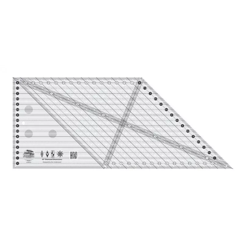Creative Grids – Non-Slip 45 Degree Diamond Dimensions Ruler