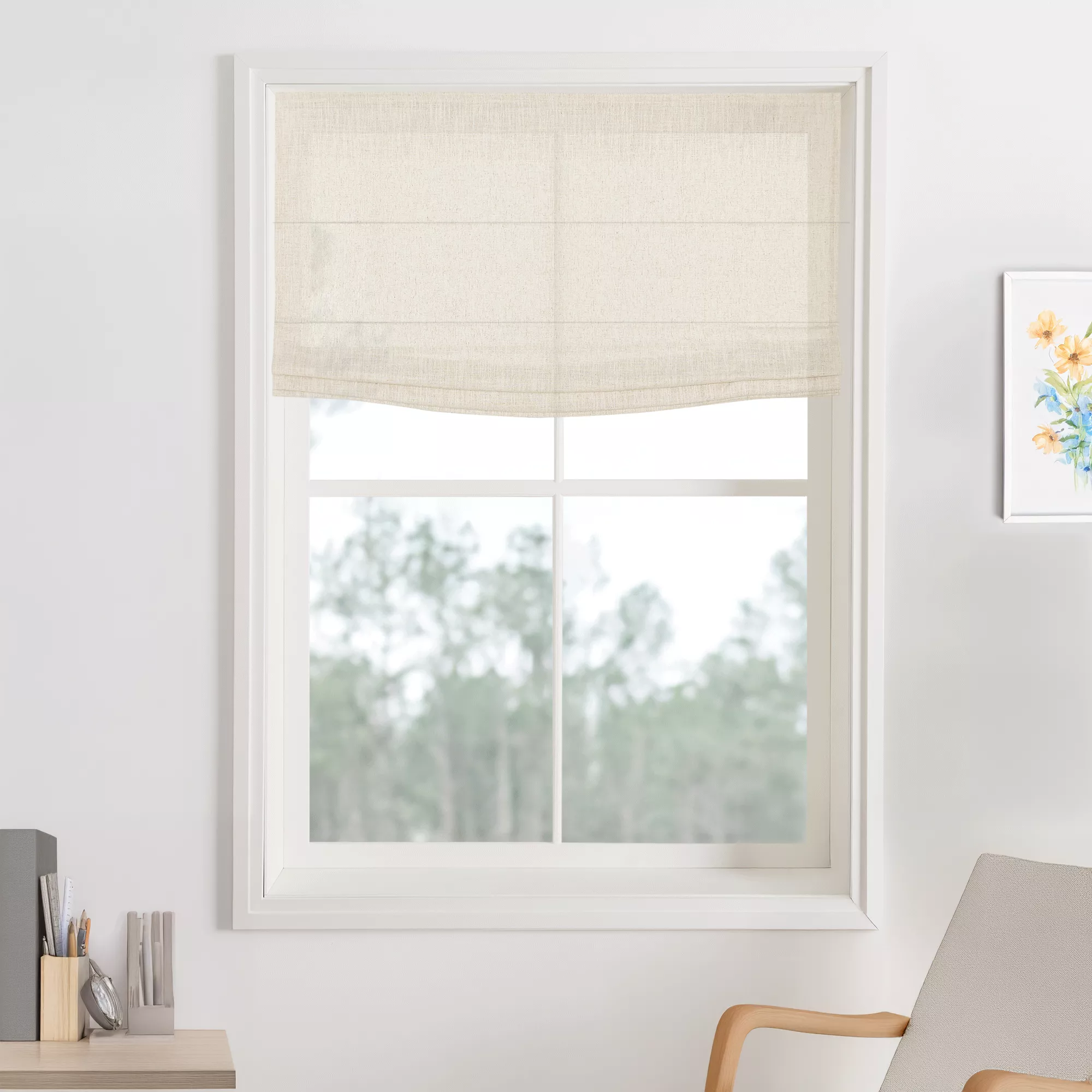 Custom Flat Fold Roman Shade & Blinds