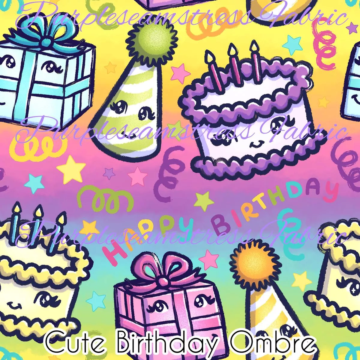 Cute Birthday OmbreFabric