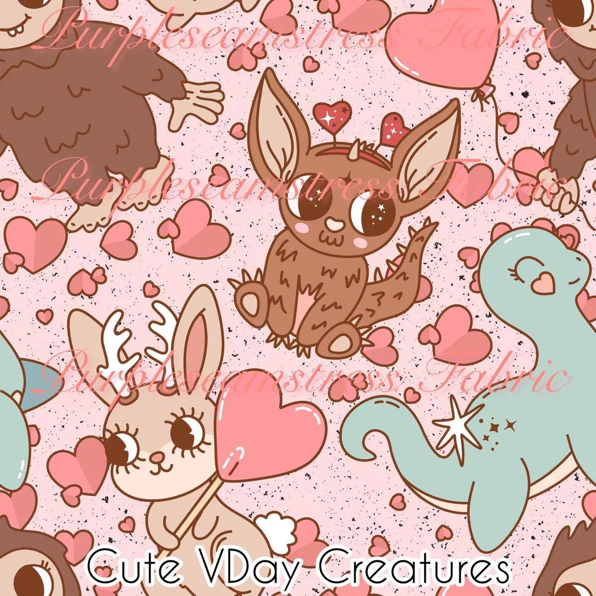 Cute Vday CreaturesFabric