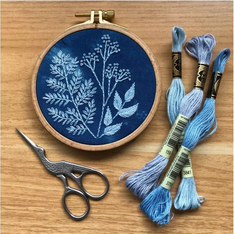 Cyanotype Botanicals – Beginner Embroidery Kit