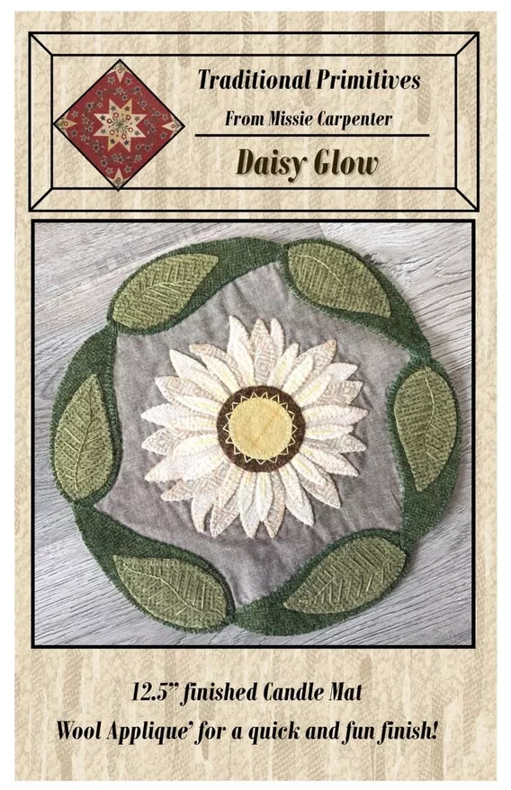 Daisy Glow Candle Mat Wool Applique Pattern