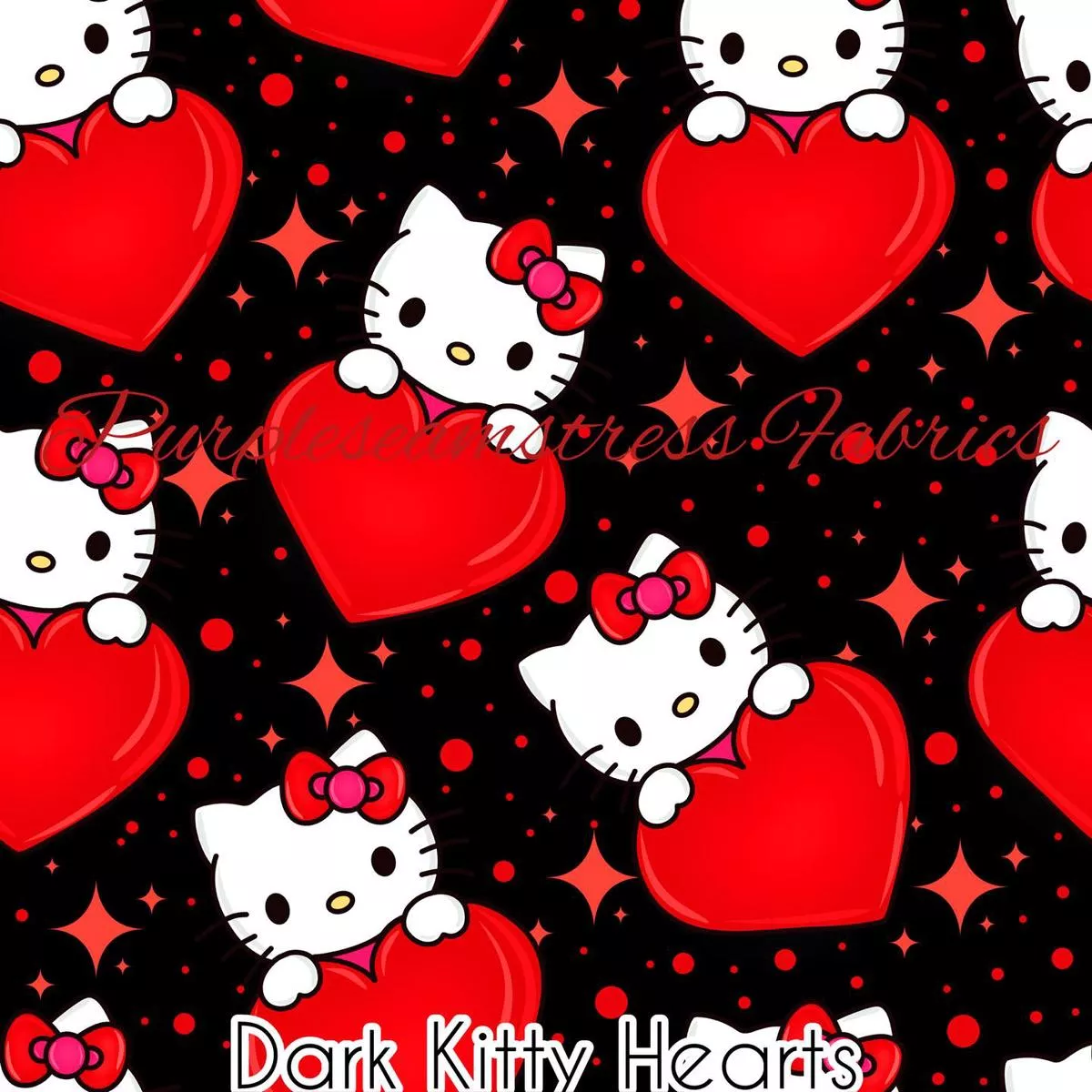 Dark Kitty HeartsFabric