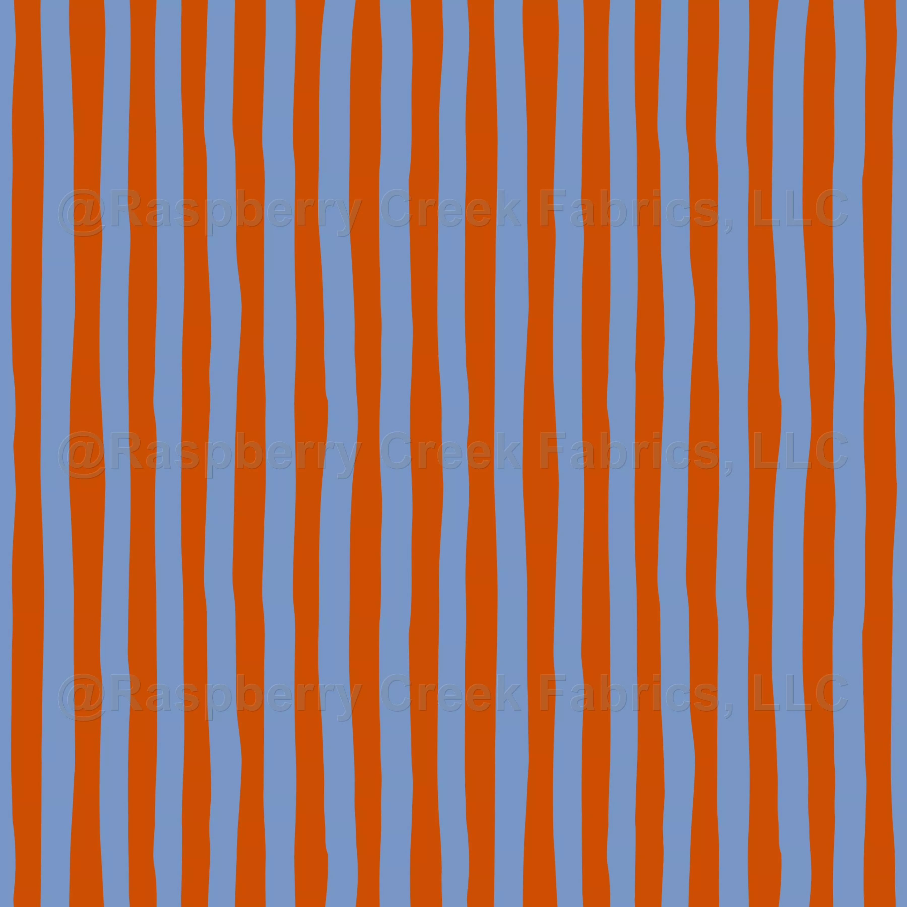 Dark Orange & Light Blue Wonky Stripes