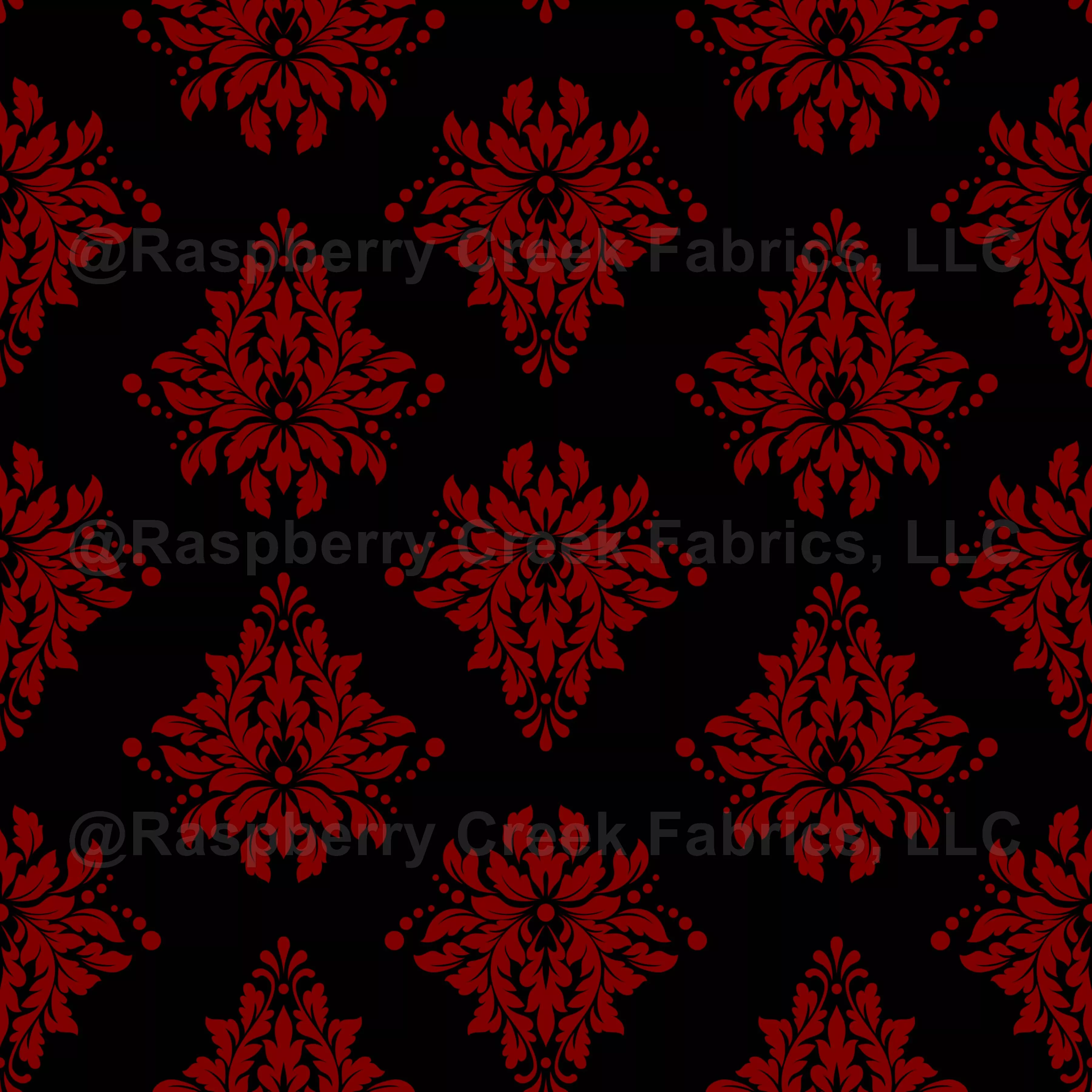 Dark Red Damask on Black