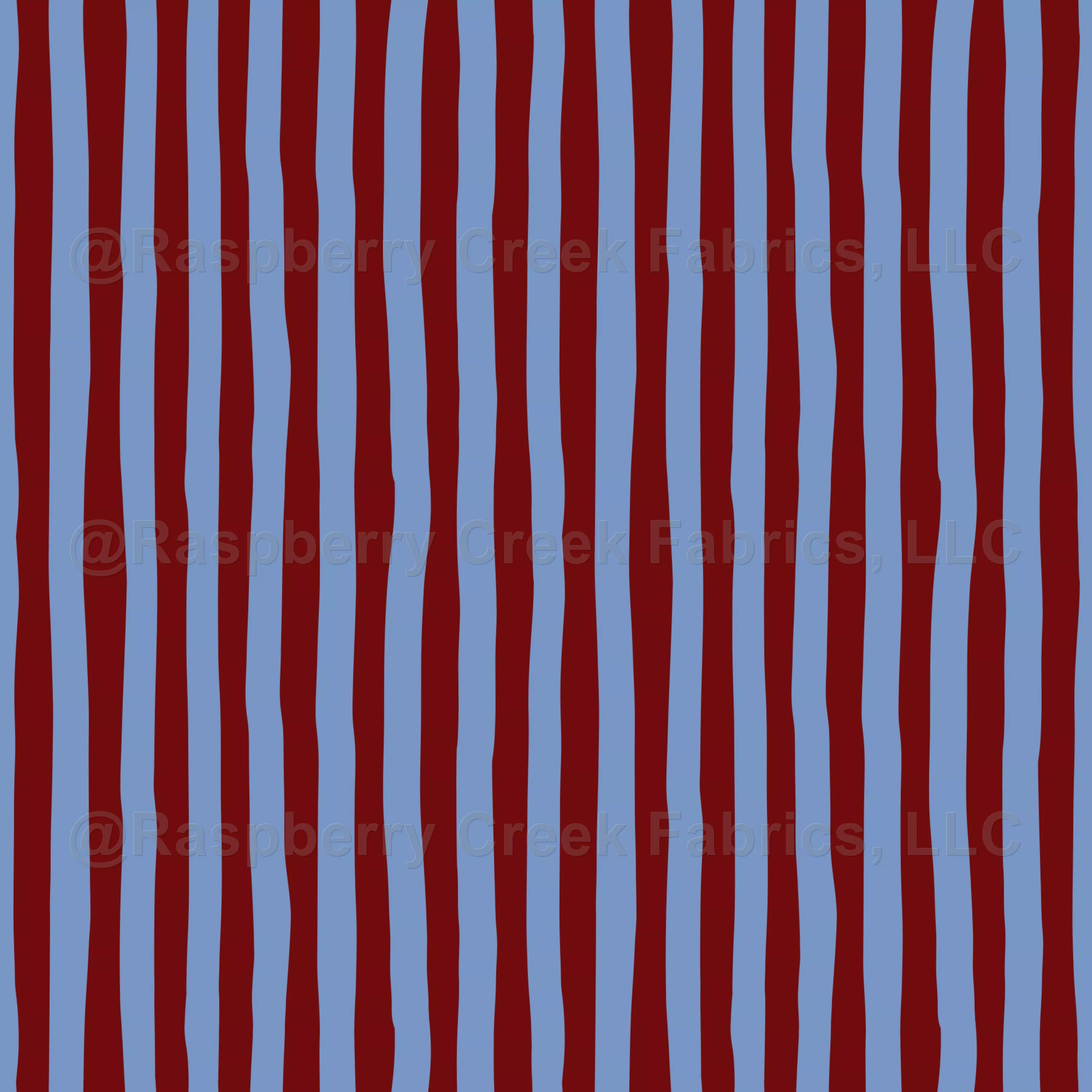 Dark Red & Light Blue Wonky Stripes