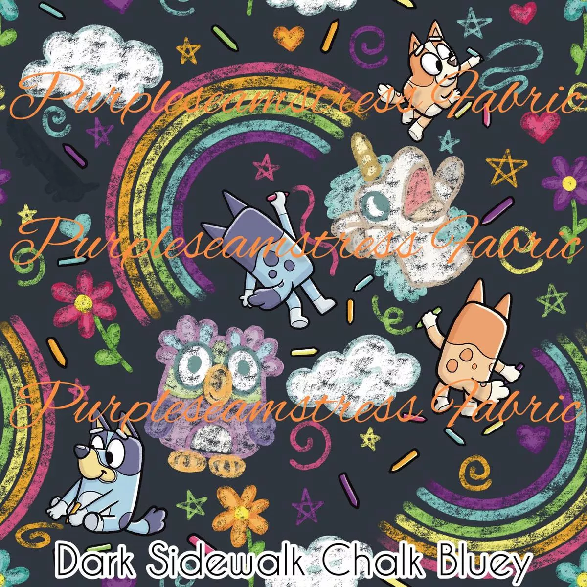 Dark Sidewalk Chalk BlueyFabric