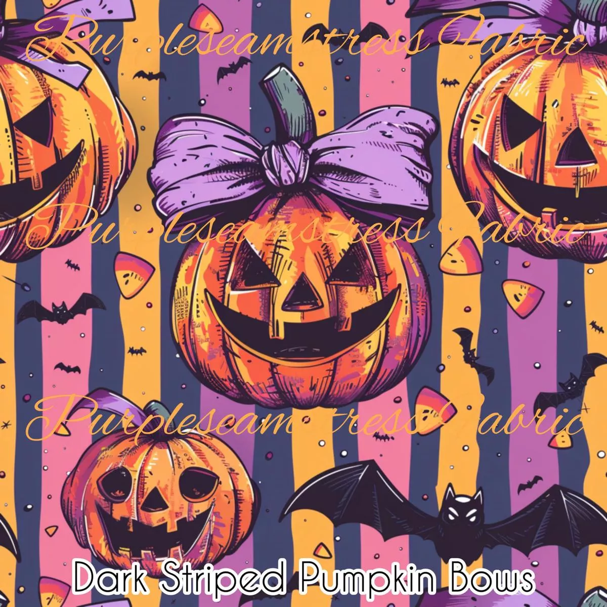Dark Striped Pumpkin BowsFabric