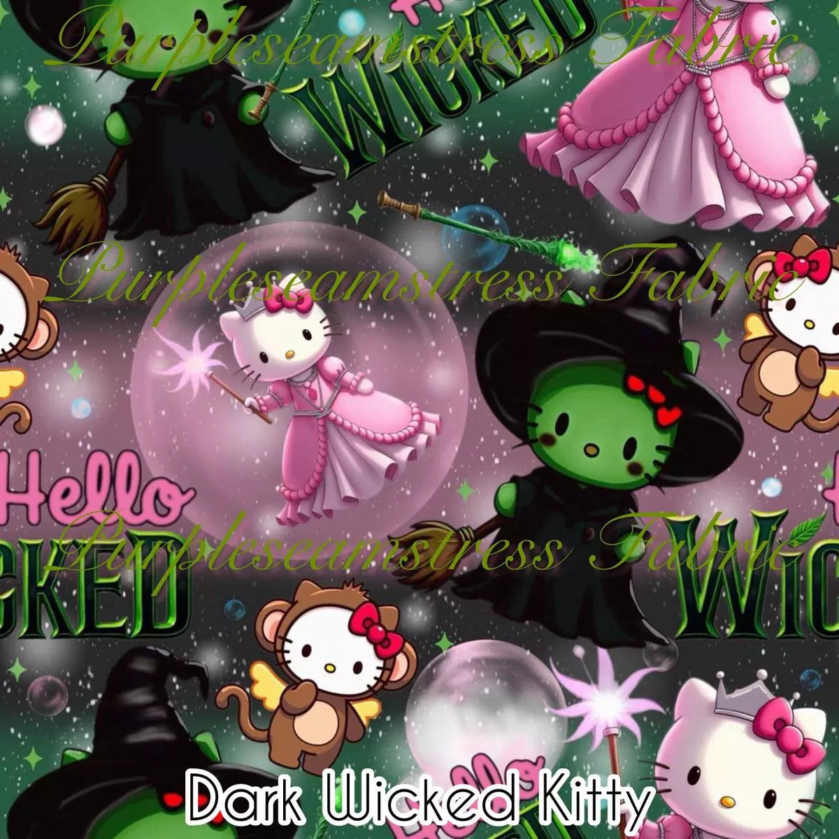 Dark Wicked KittyFabric