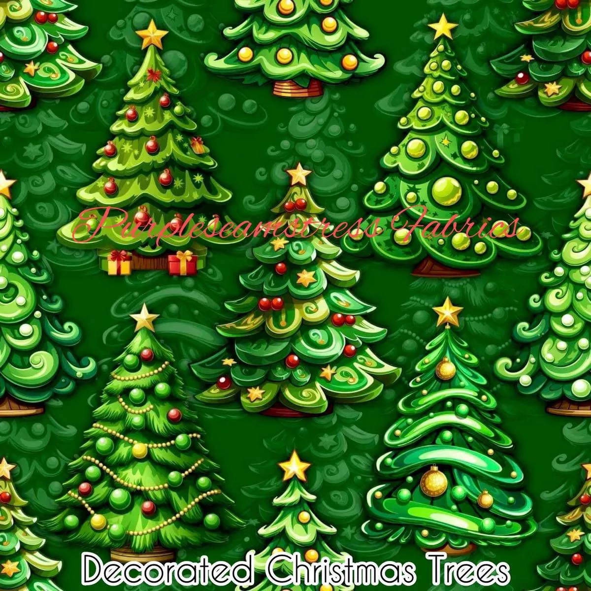 Decorated Christmas TreesFabric