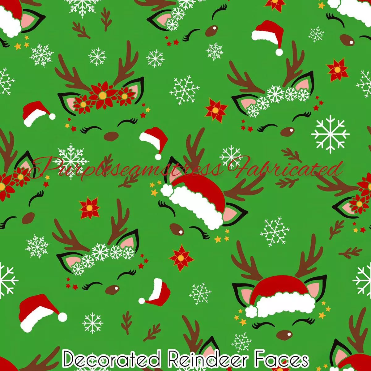 Decorated Reindeer FacesFabric