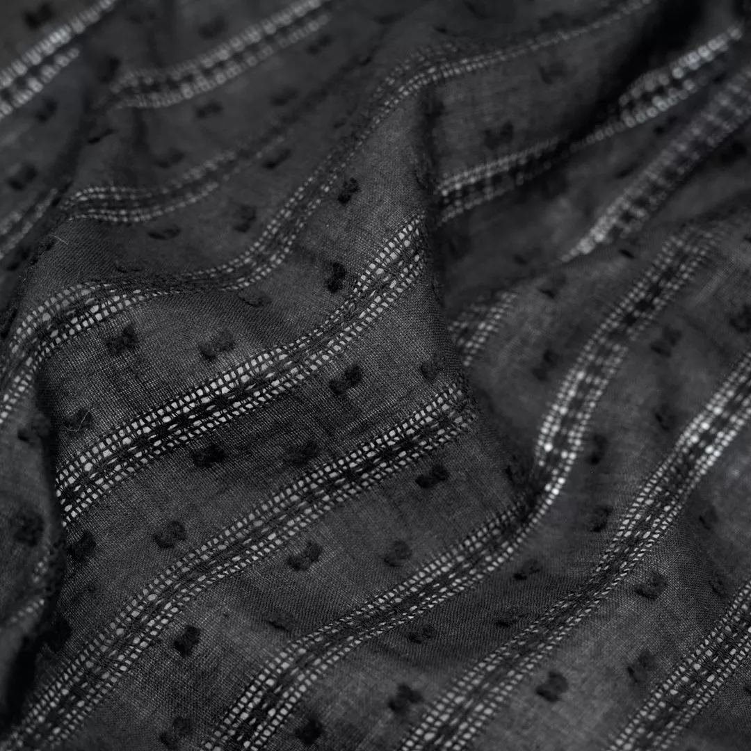 Delicate Stripe Cotton Dobby – Black