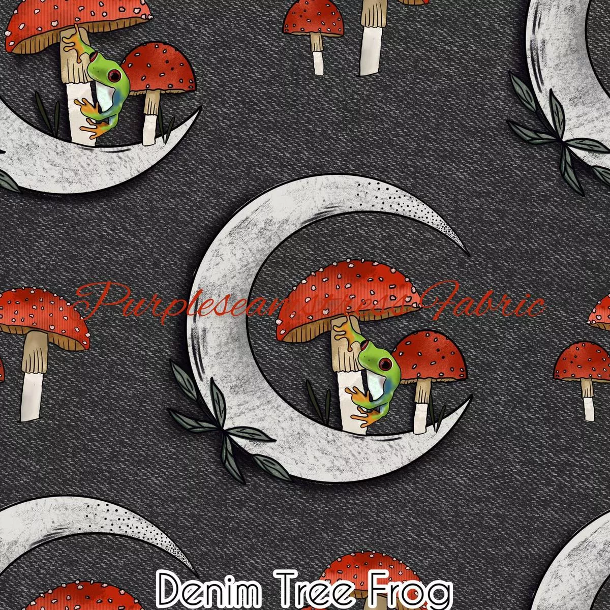 Denim Tree FrogsFabric