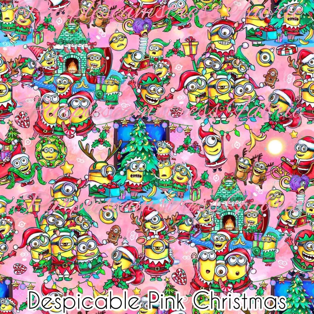 Despicable Pink ChristmasFabric