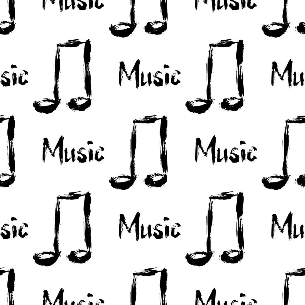 Digitally Printed Rough Music Notes Fabric