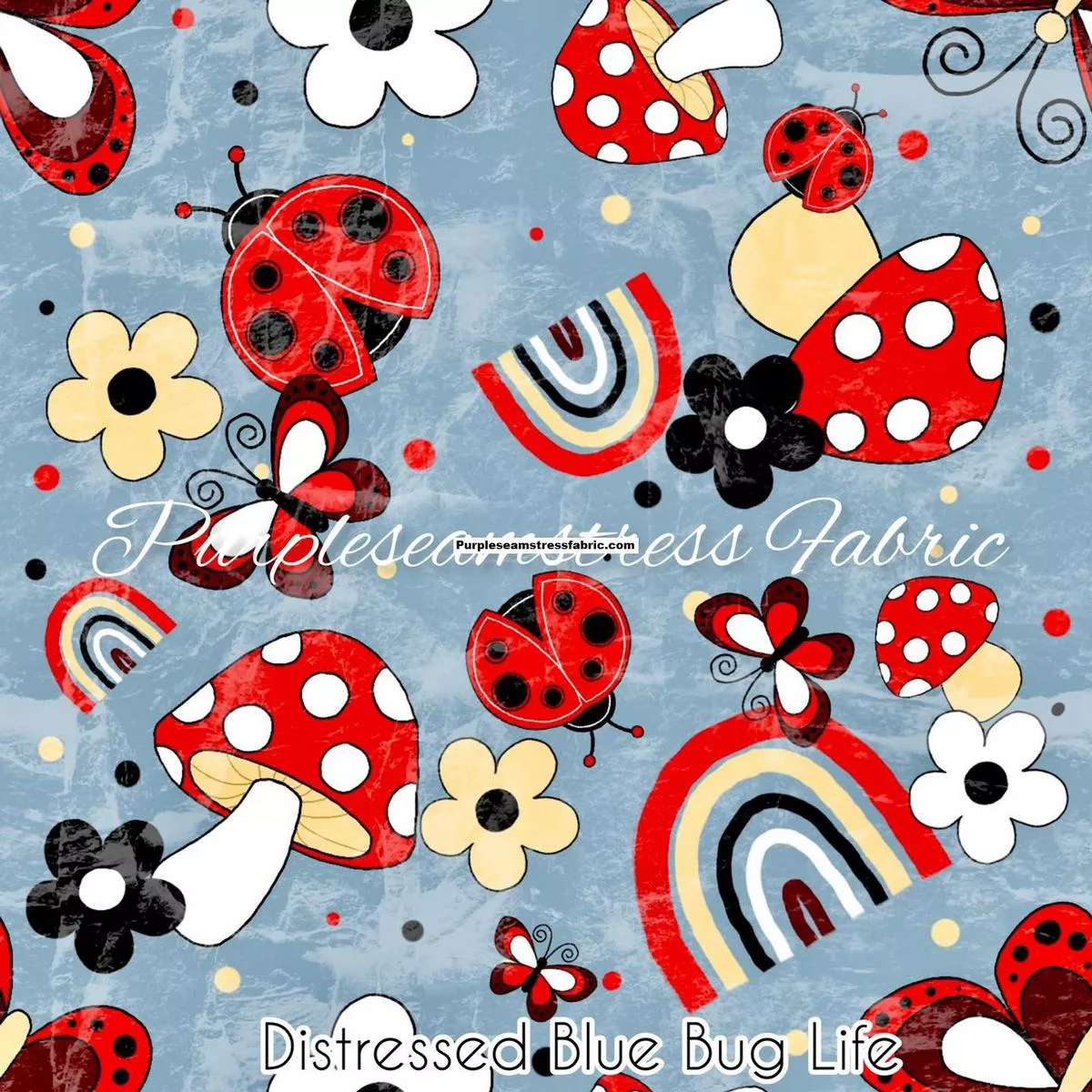Distressed Blue Bug LifeFabric