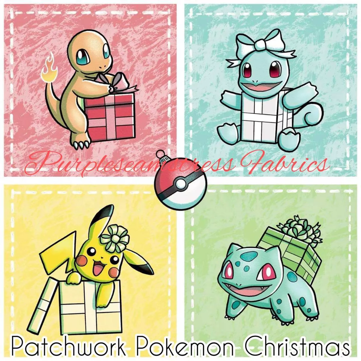 Distressed Patchwork Christmas Pokemon &…