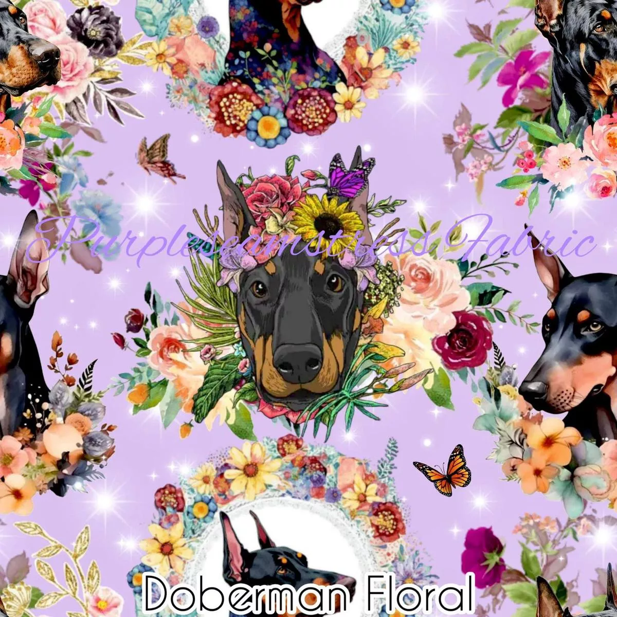 Doberman FloralFabric