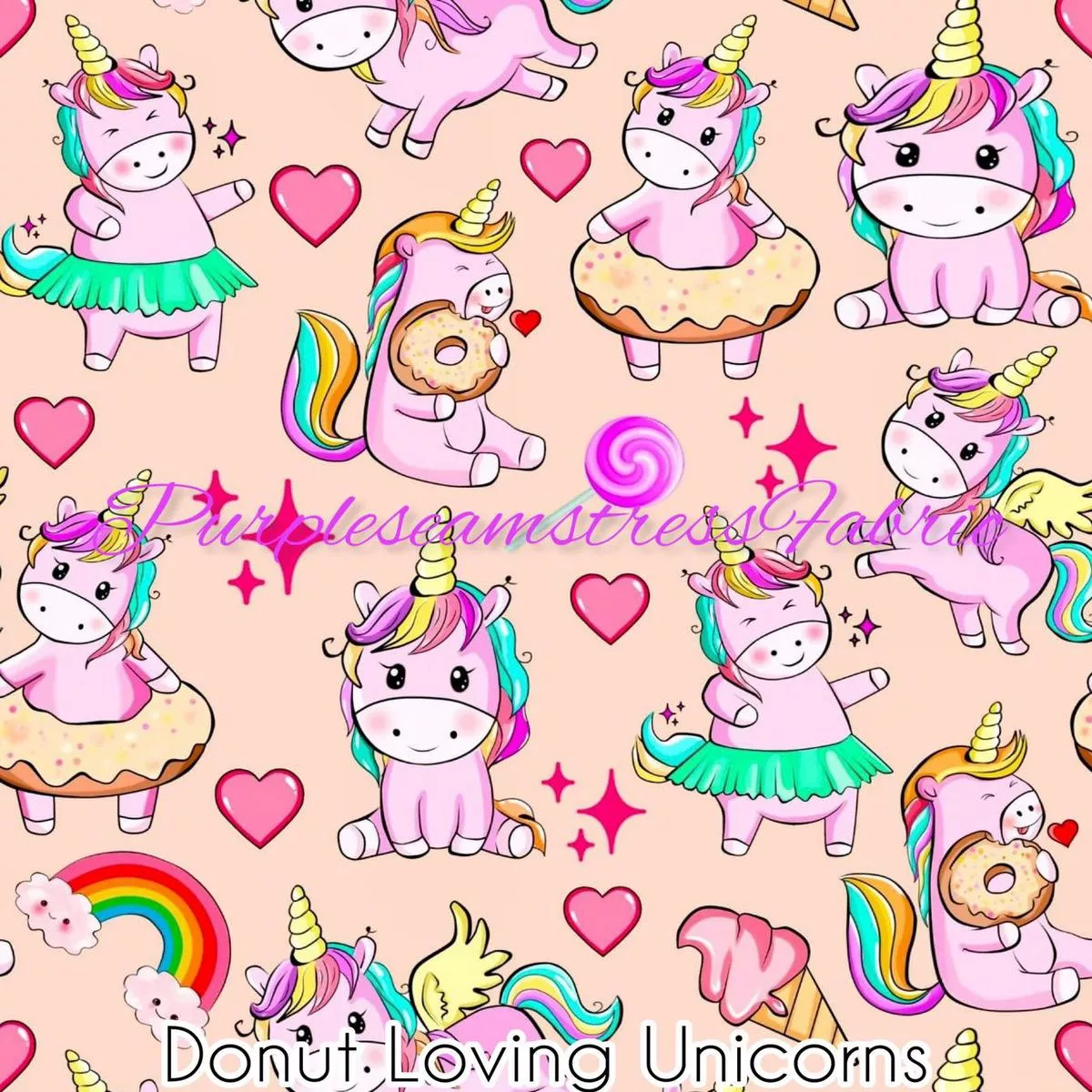 Donut Loving UnicornsFabric