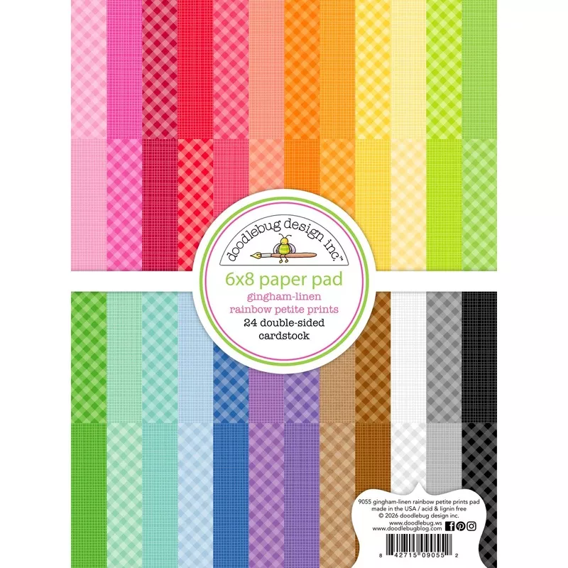 Doodlebug Gingham-Linen Rainbow Petite Prints 6×8 Inch Paper Pad 9055