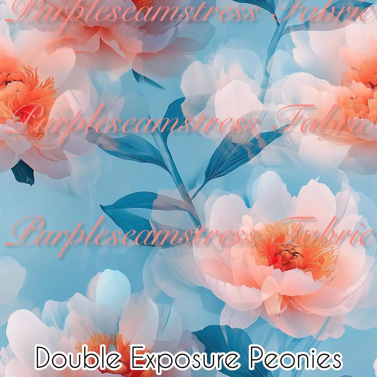 Double Exposure PeoniesFabric