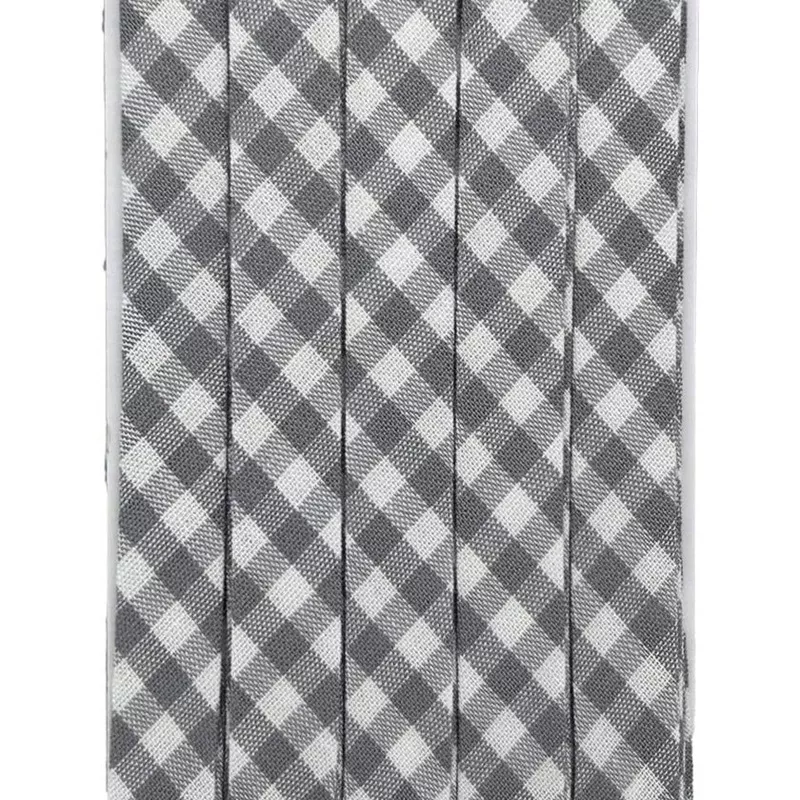 Double Fold Bias Tape 3/8″ – Gray Gingham