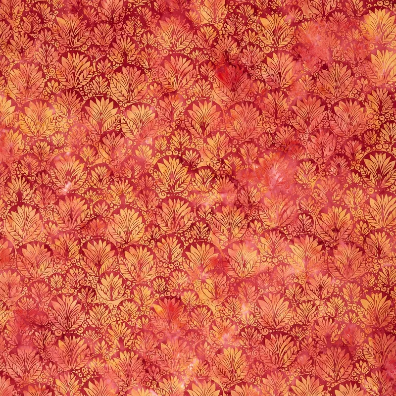 Dreamweaver Batiks – Cirlce Leaf Multi Orange Yardage