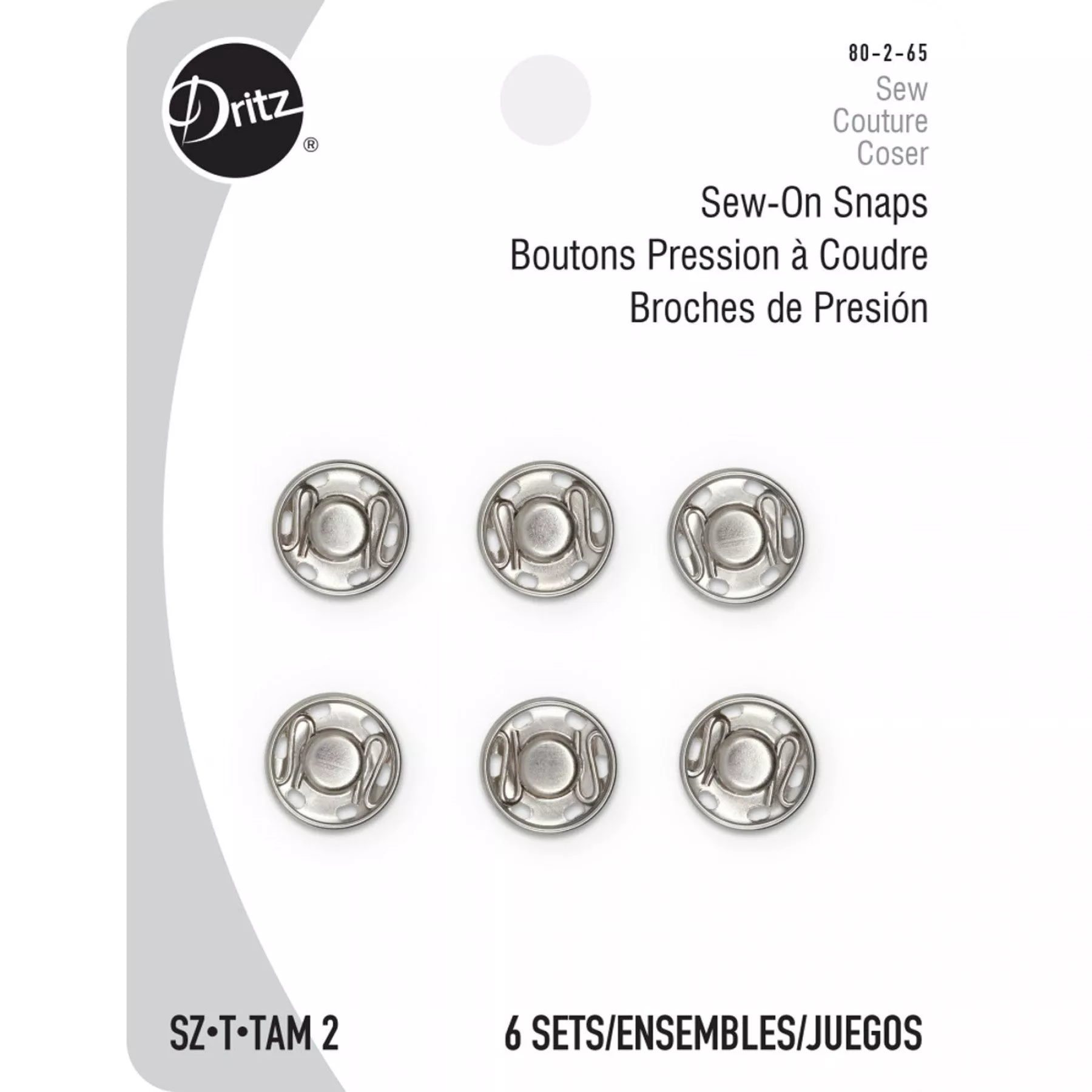 Dritz Sew-On Snaps – Silver (sz 2)