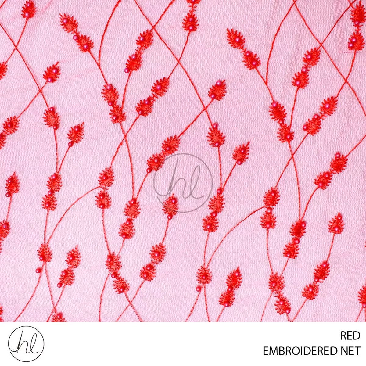 EMBROIDERED NET 51 RED 130CM PER M