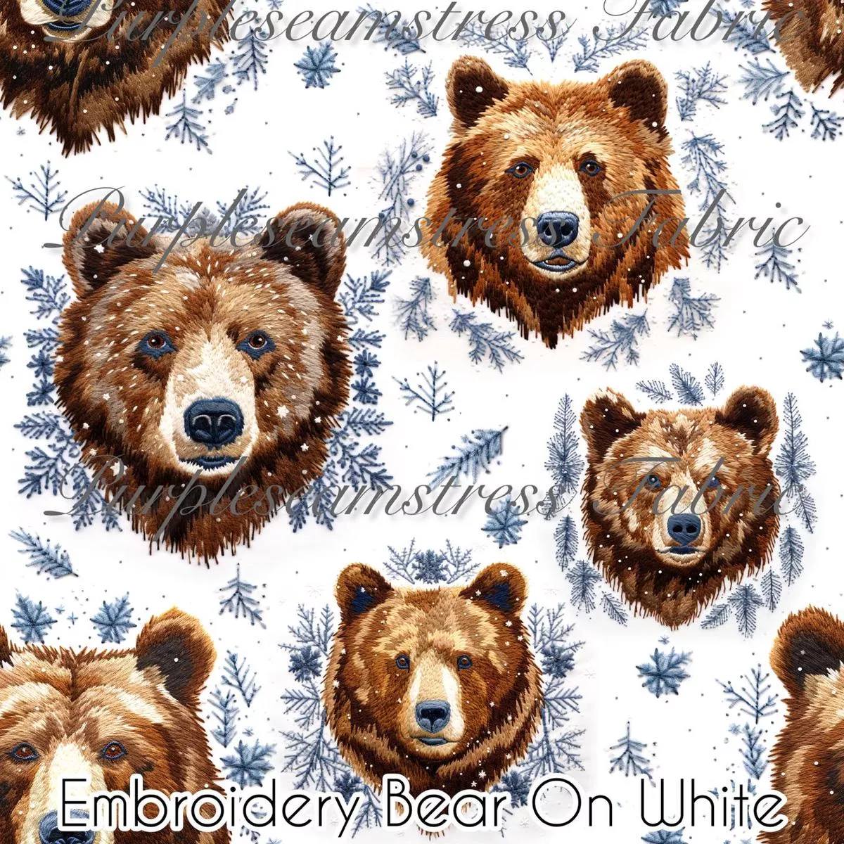 Embroidery Bear on WhiteFabric