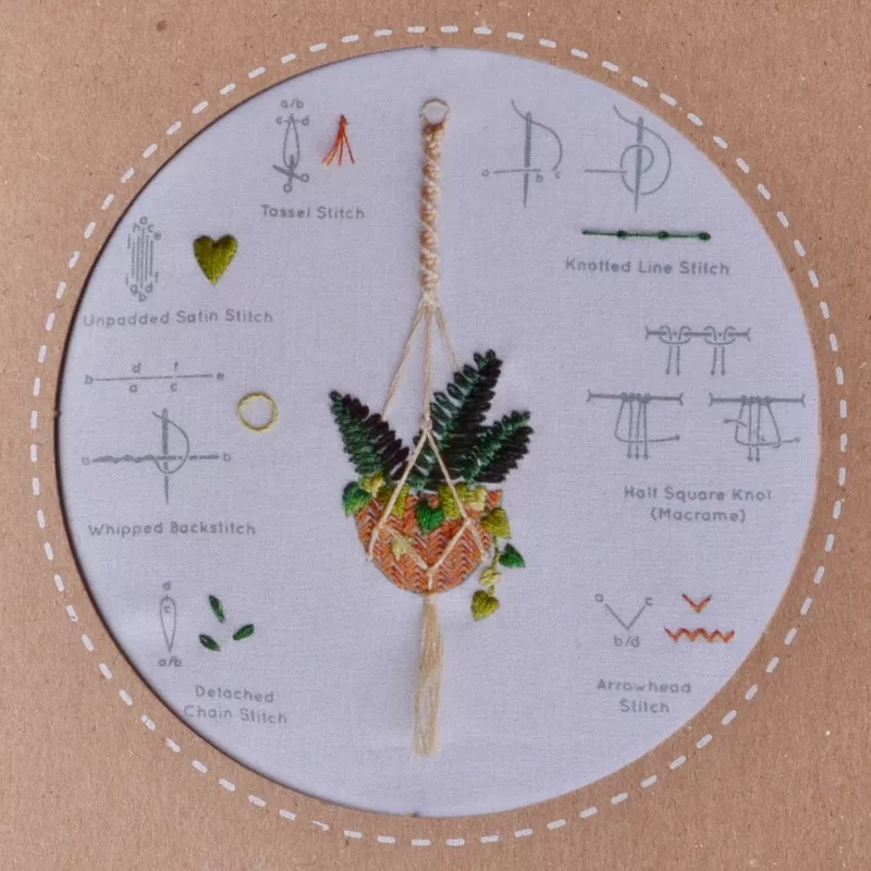 Embroidery Kit, Hanging Plant