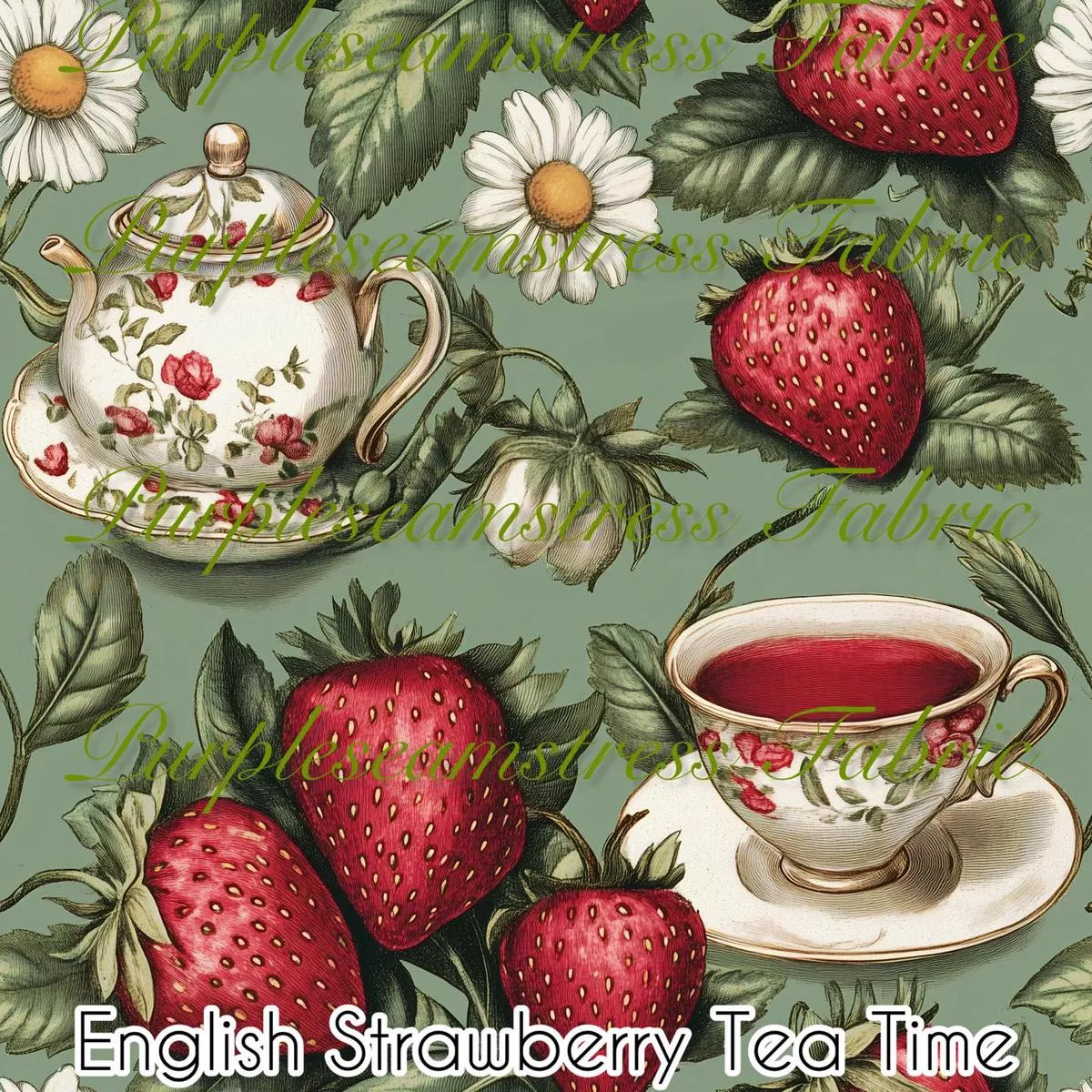 English Strawberry Tea TimeFabr…