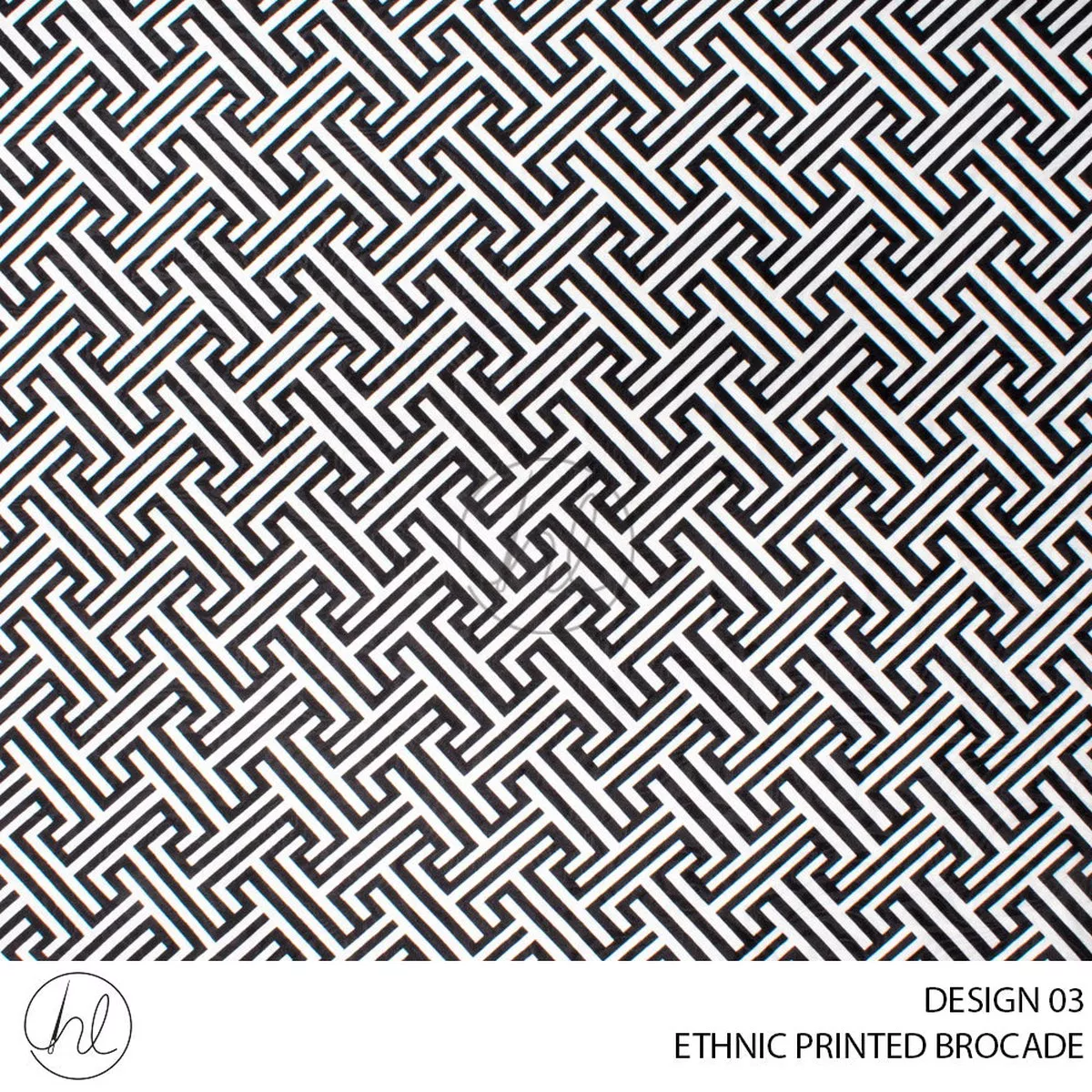 ETHNIC PRINTED BROCADE 55 BLACK/WHITE 150CM PER M