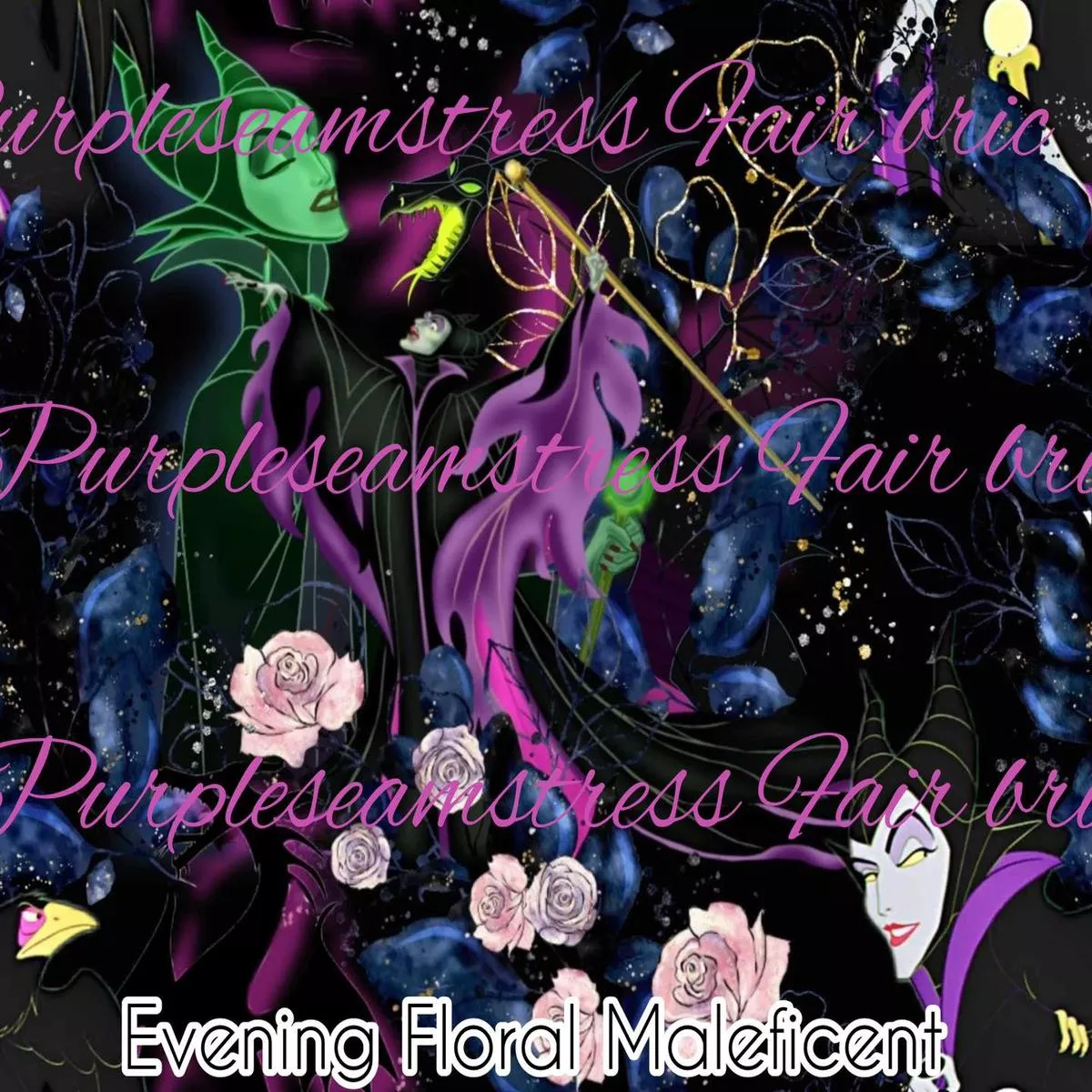 Evening Floral MaleficentFabric