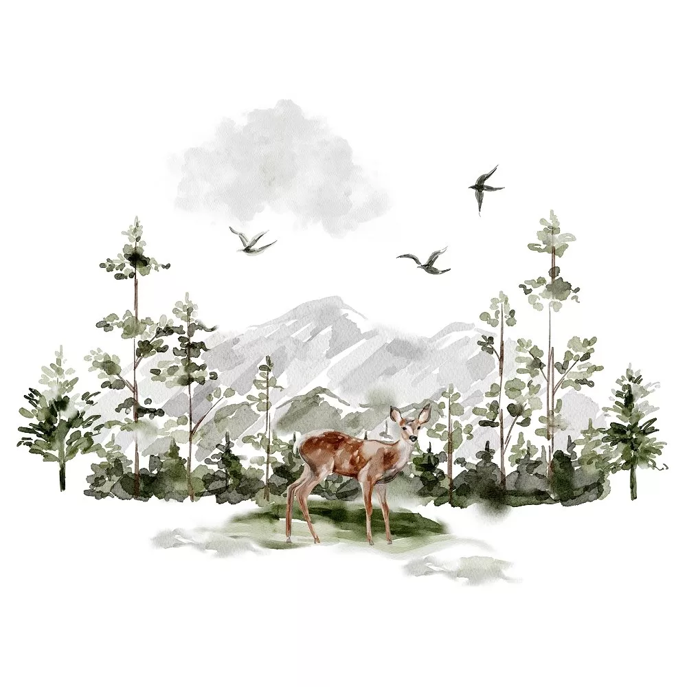Evergreen Forest Scene #1 Fabric Panel