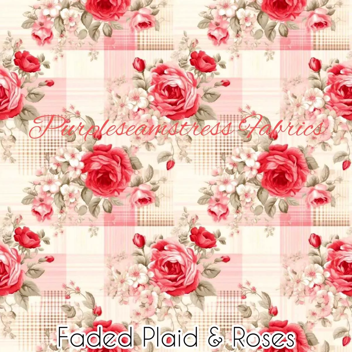 Faded Plaid & RosesFabric