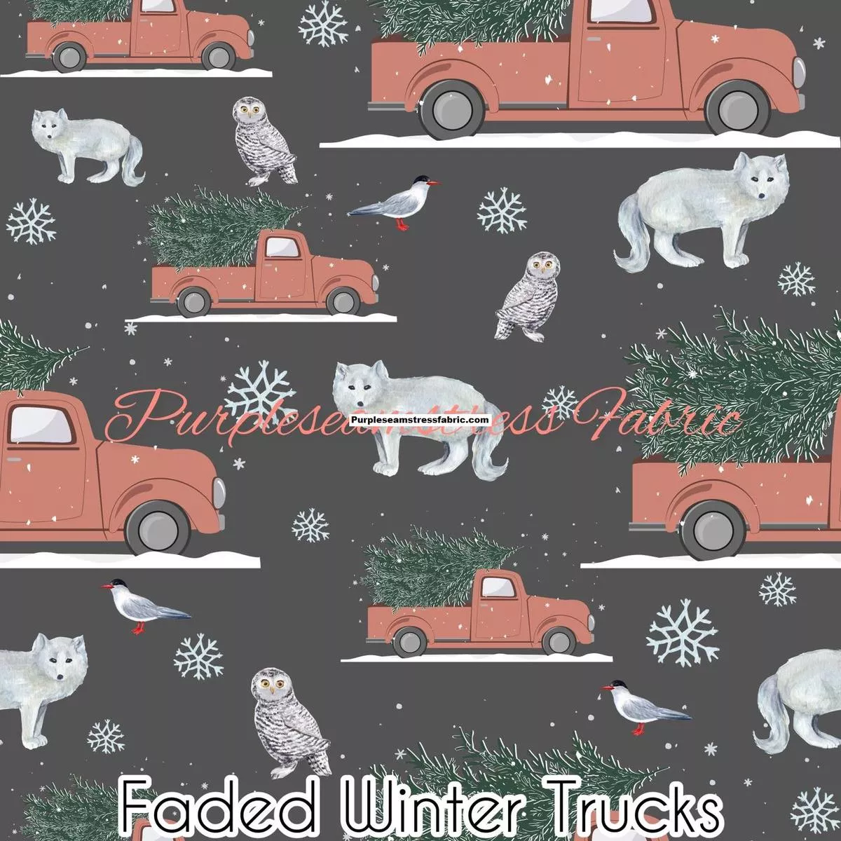 Faded Winter TrucksFabric