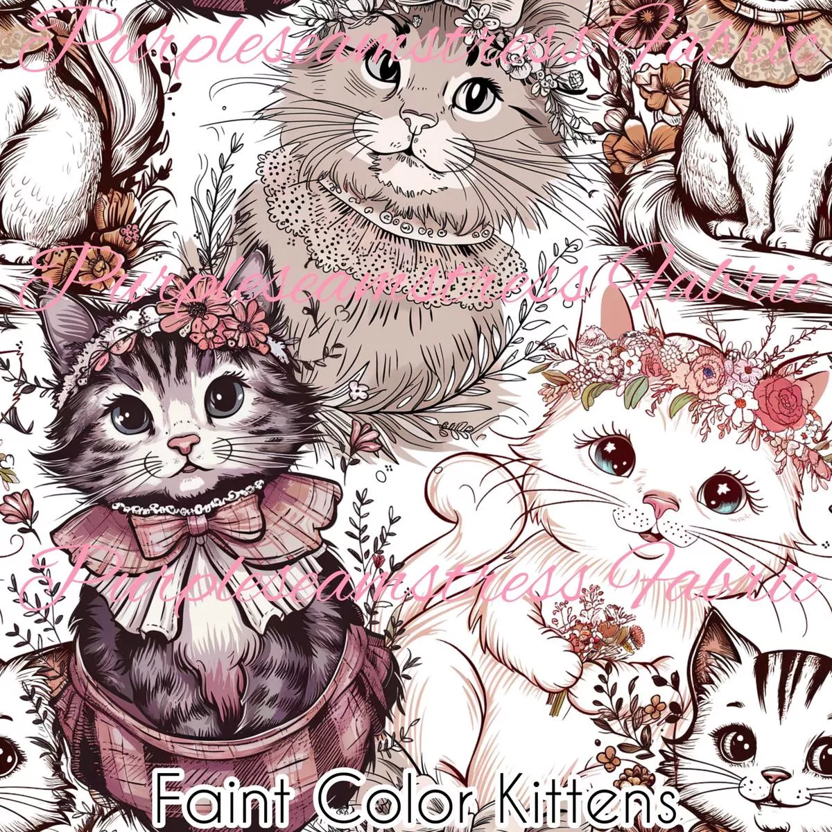 Faint Color KittensFabric