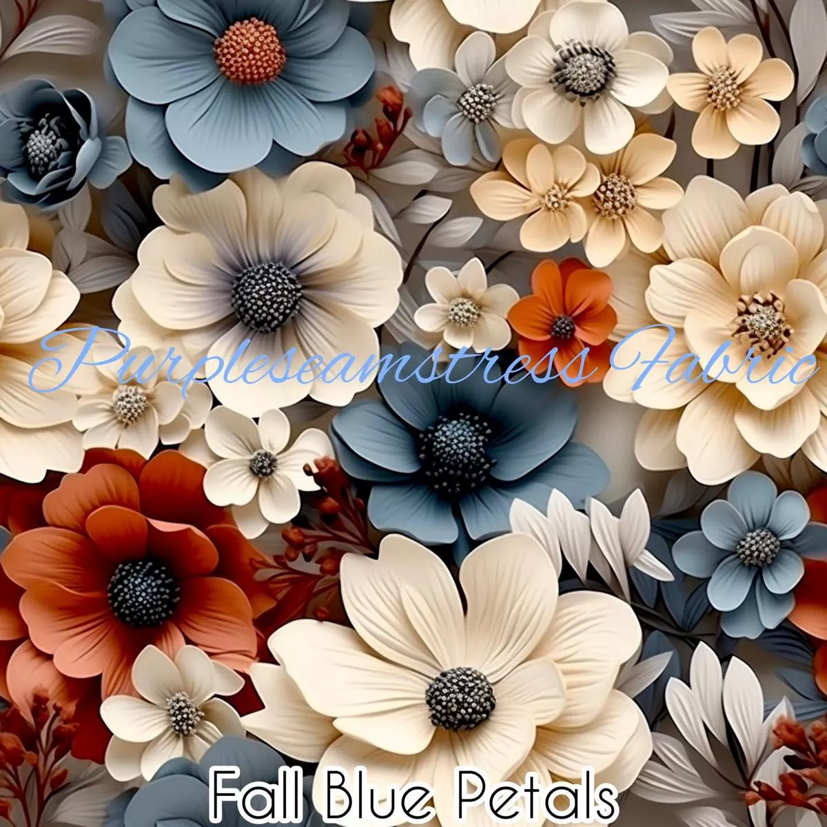Fall Blue PetalsFabric