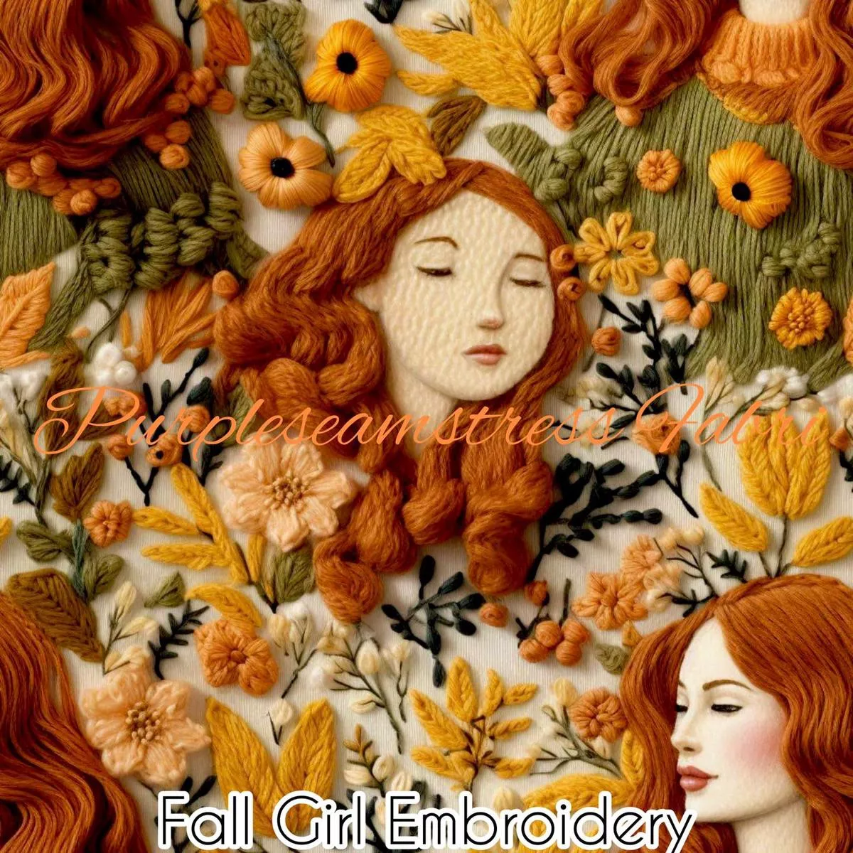 Fall Girl EmbroideryFabric