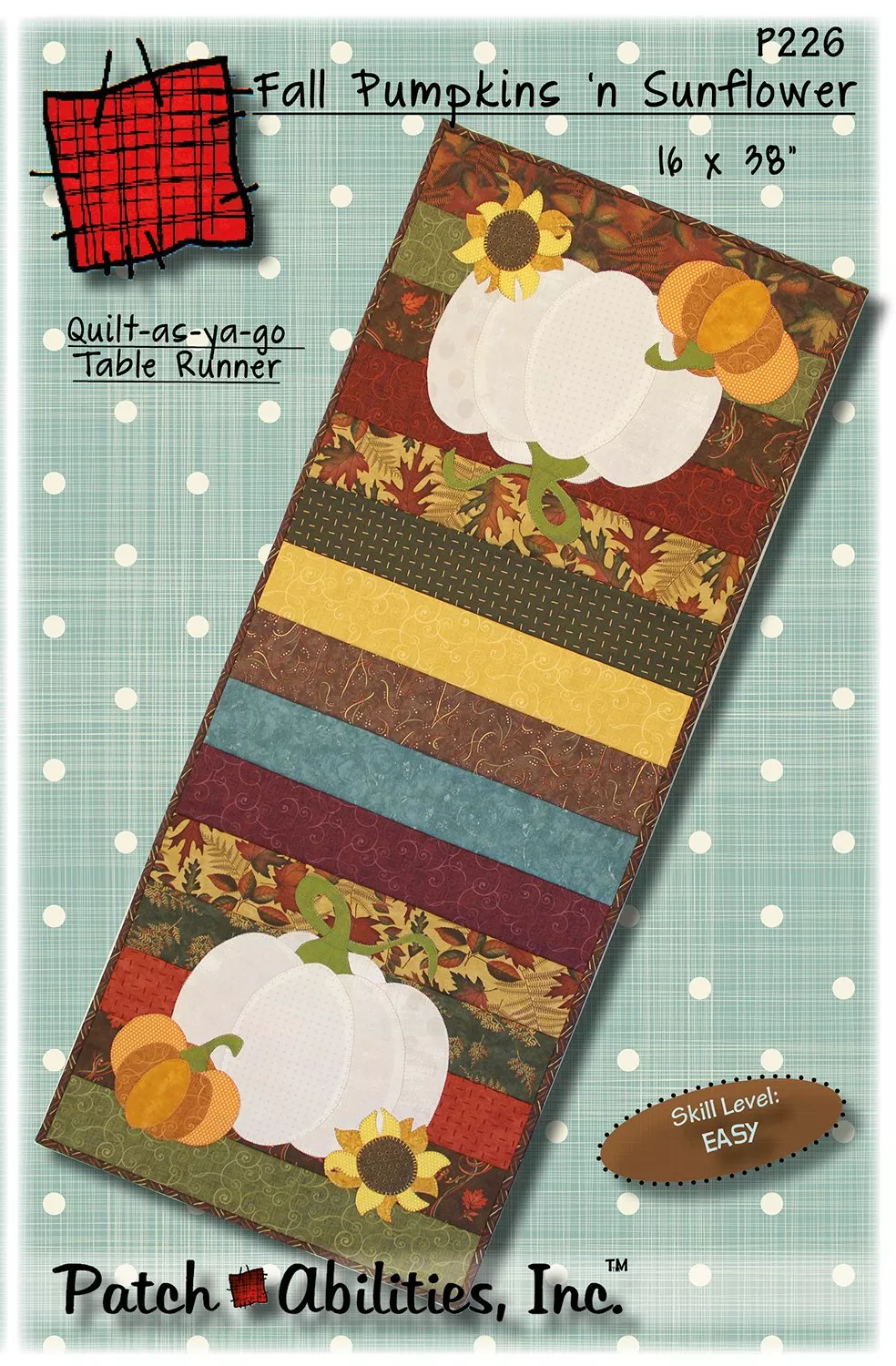 Fall Pumpkins ‘n Sunflower Table Runner Pattern