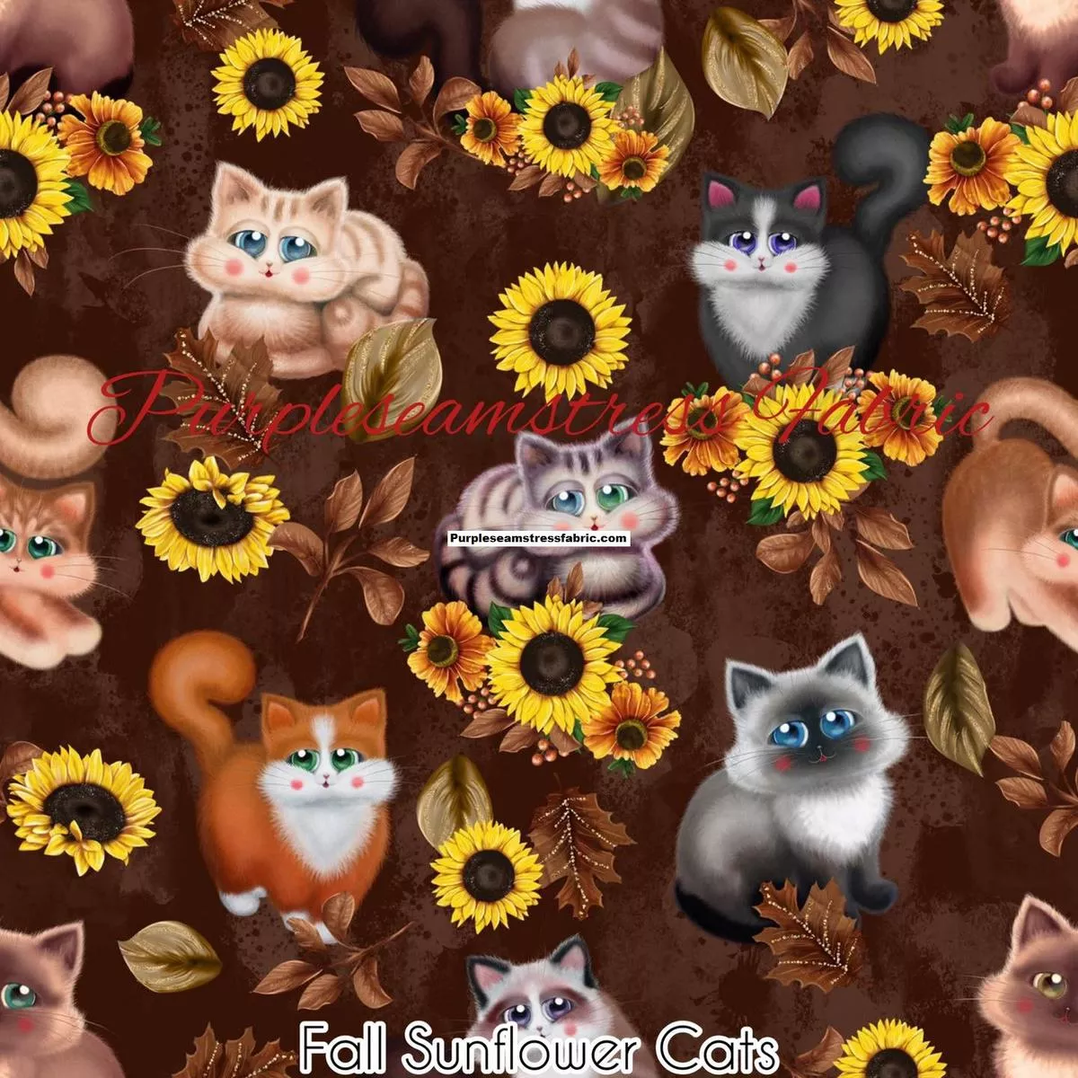 Fall Sunflower CatsFabric