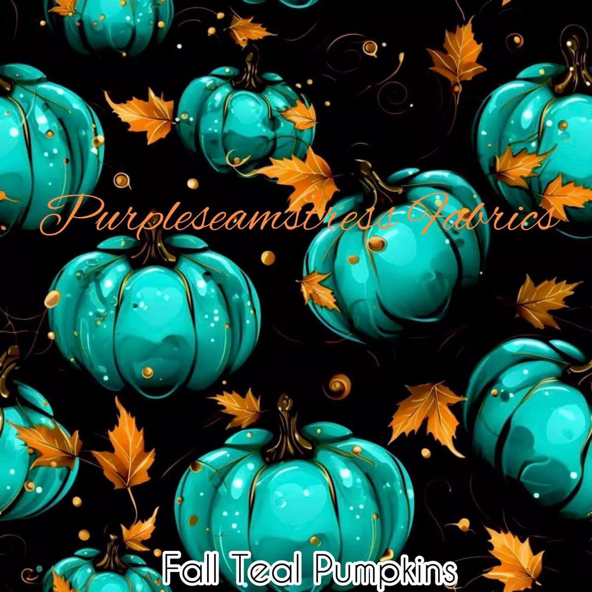 Fall Teal PumpkinsFabric