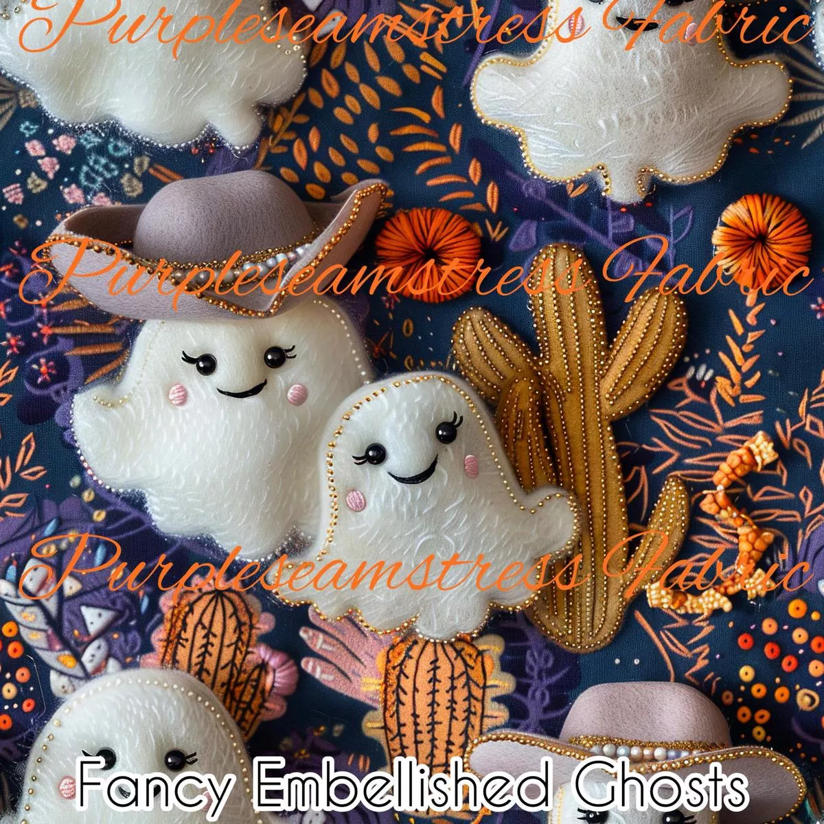 Fancy Embellished GhostsFabric