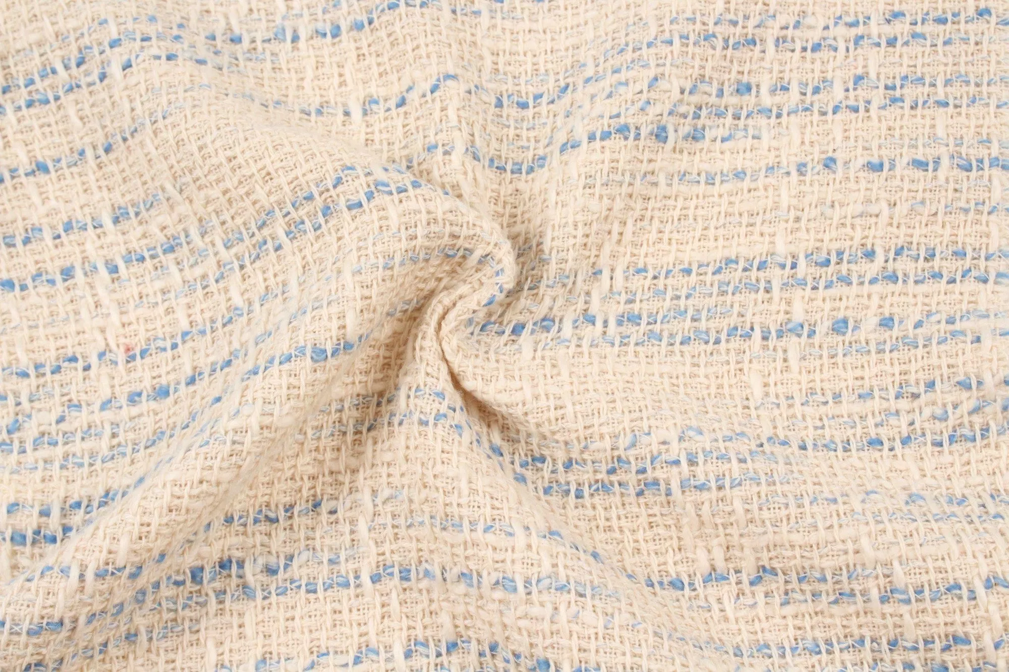 Fancy Slubbed Cotton Tweed – Blue