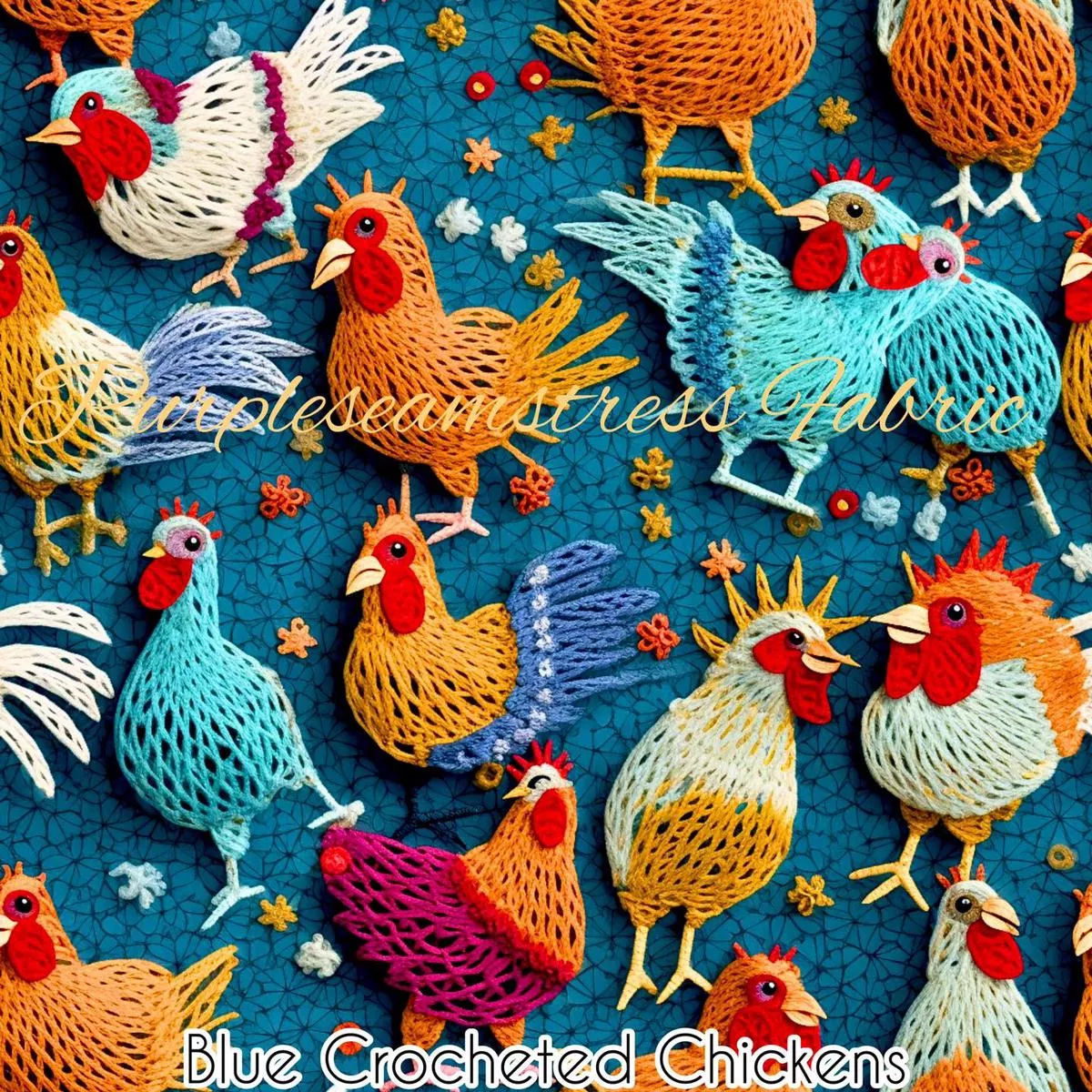 Faux Blue Crocheted ChickensFab…
