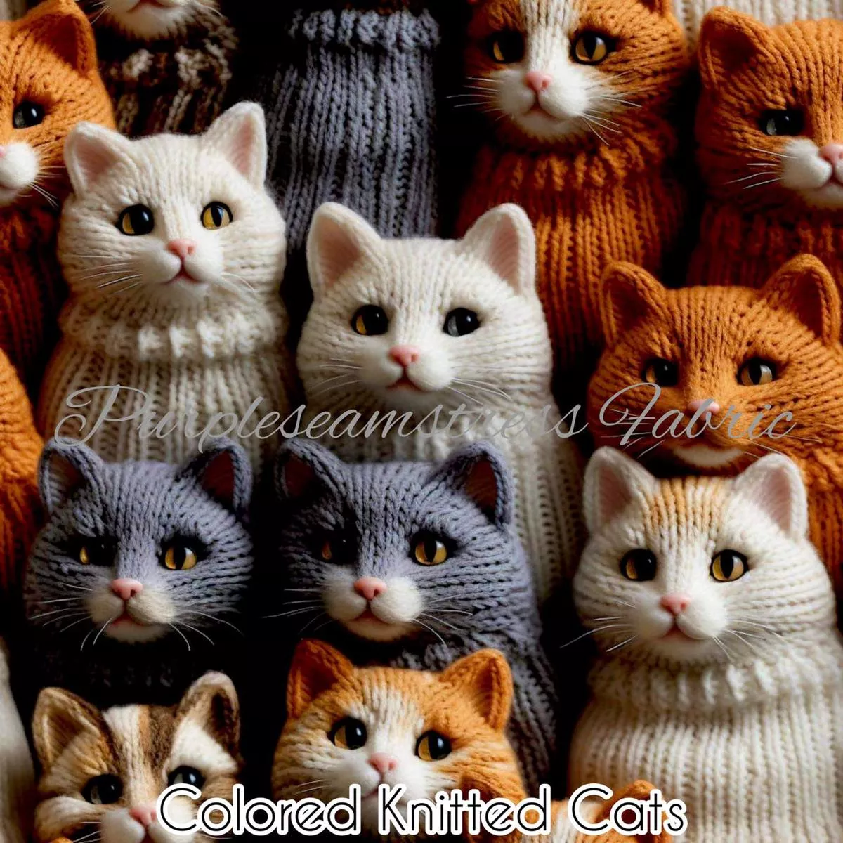 Faux Colored Knitted CatsFabric