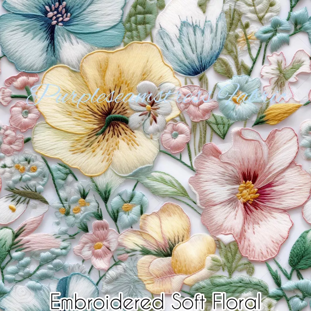 Faux Embroidered Soft FloralFab…