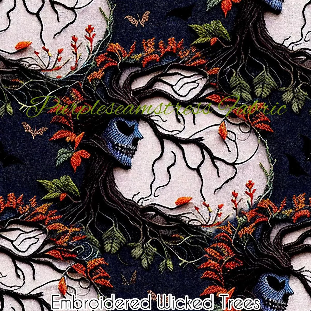Faux Embroidered Wicked TreesFa…