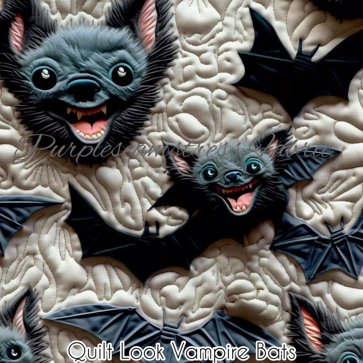 Faux Quilt Look Vampire BatsFab…